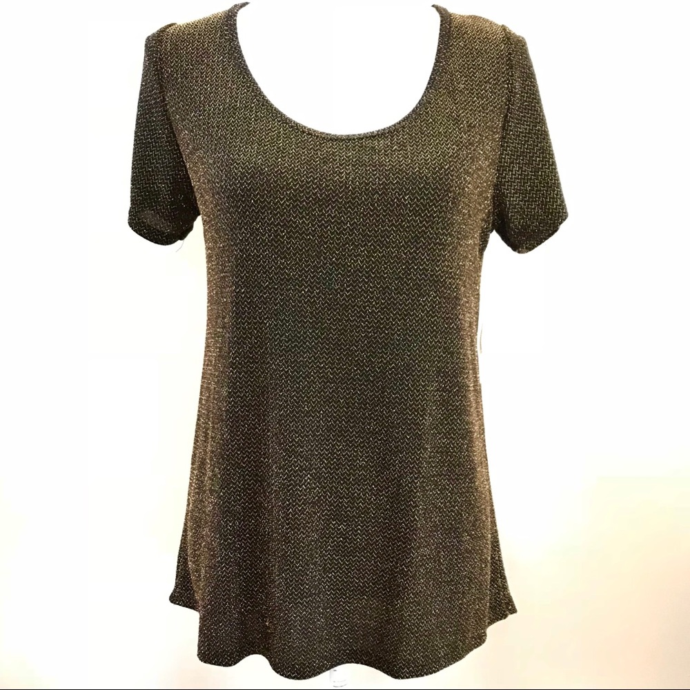 LuLaRoe Elegant Black & Gold Shimmer Classic Tee